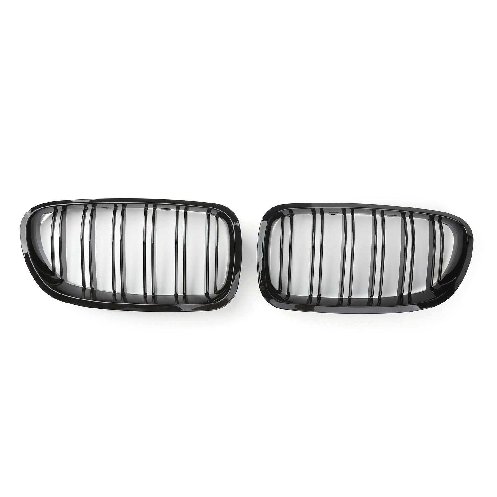 2011-2016 BMW 5 Series F10 Dual Slat Gloss Black Front Kidney Grille — Pair (51137203649 / 51137203650)