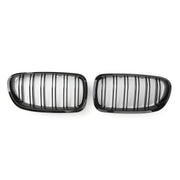 2011-2016 BMW 5 Series F10 Dual Slat Gloss Black Front Kidney Grille — Pair (51137203649 / 51137203650)