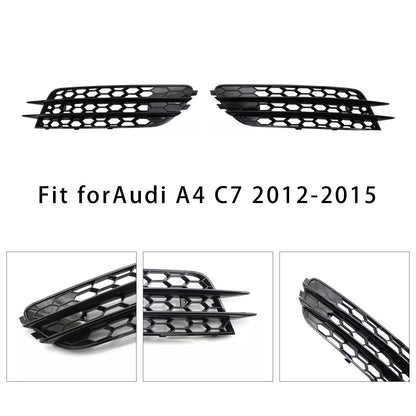 2012-2015 Audi A6 C7 Front Bumper Honeycomb Fog Light Grille — Pair (4G0807681 / 4G0807682)