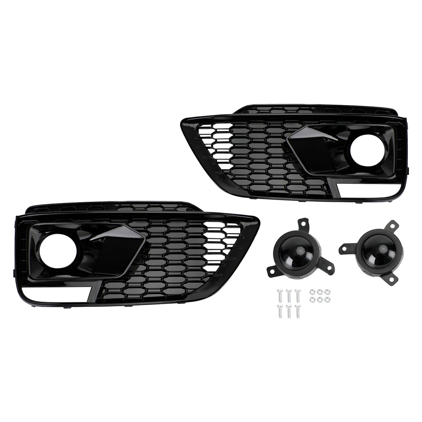 2018-2020 Audi Q5 SQ5 RSQ5 Style Black Front Honeycomb Fog Lamp Grille Cover