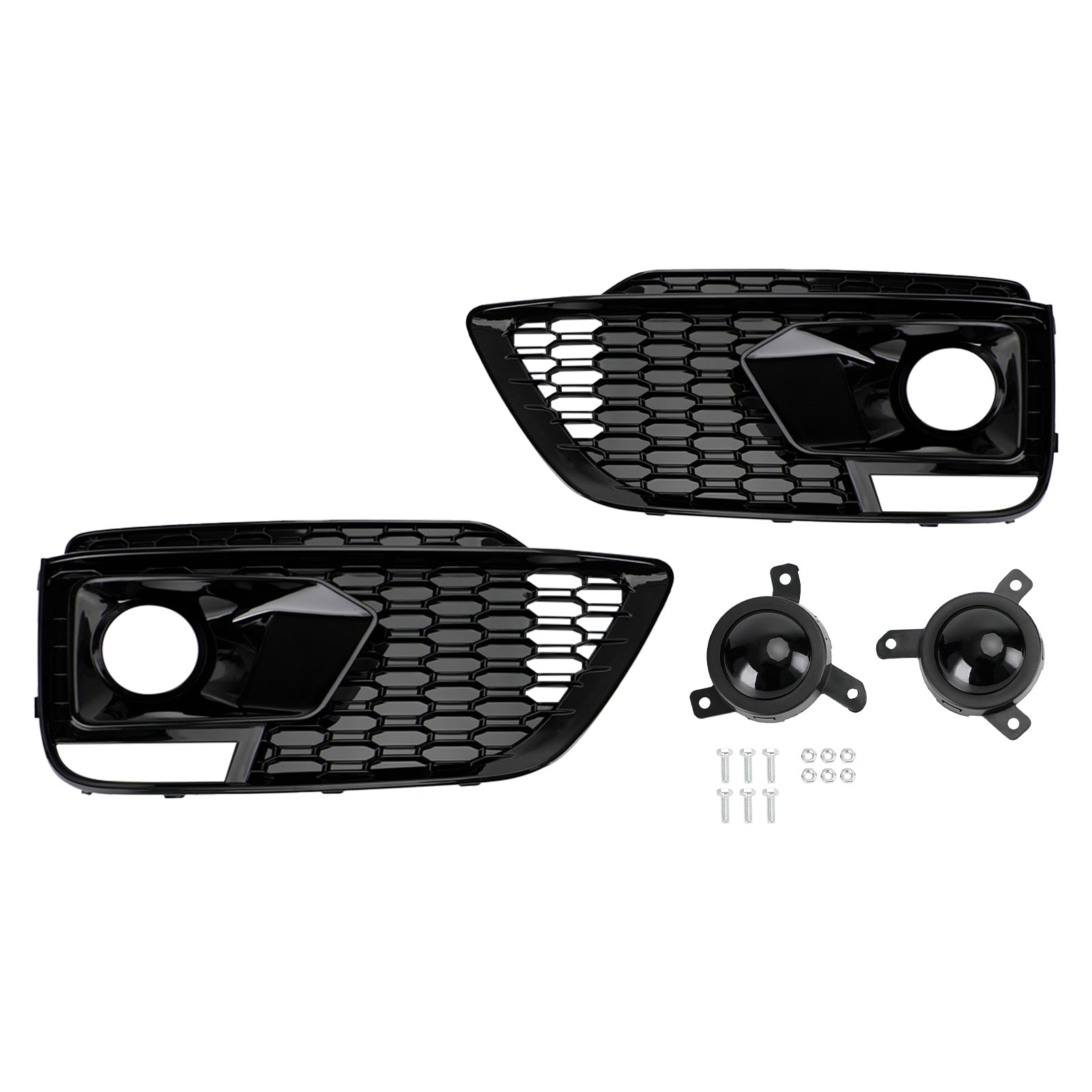 2018-2020 Audi Q5 SQ5 RSQ5 Style Black Front Honeycomb Fog Lamp Grille Cover