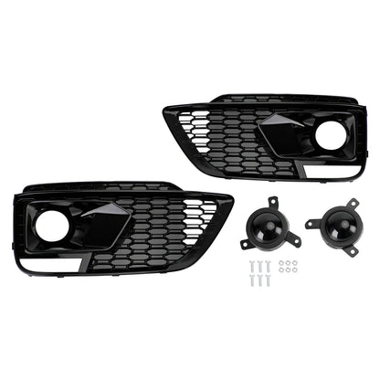 2018-2020 Audi Q5 SQ5 RSQ5 Style Black Front Honeycomb Fog Lamp Grille Cover