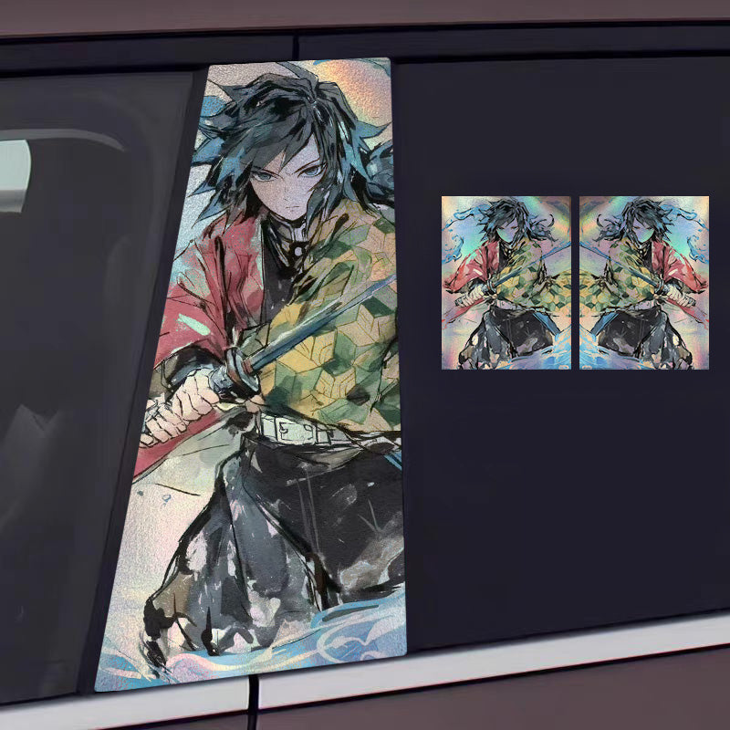 Universal Demon Slayer HD Anime Decals with Rainbow Holographic Effect Car B Pillar Stickers - OMOTOR