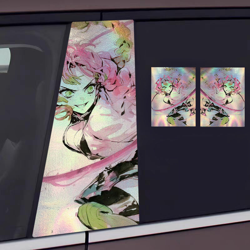 Universal Demon Slayer HD Anime Decals with Rainbow Holographic Effect Car B Pillar Stickers - OMOTOR