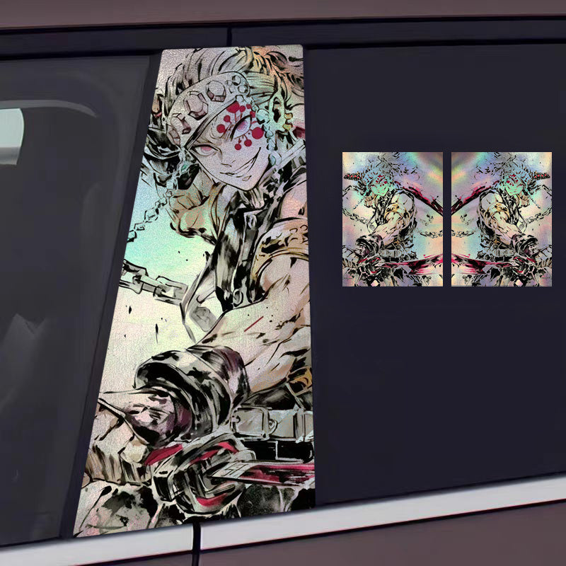 Universal Demon Slayer HD Anime Decals with Rainbow Holographic Effect Car B Pillar Stickers - OMOTOR