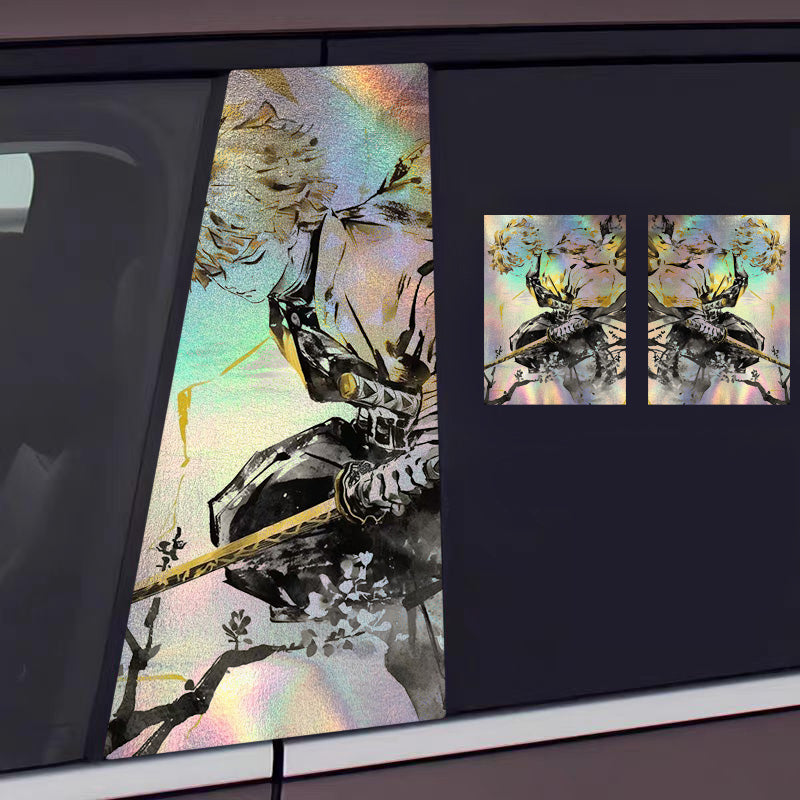 Universal Demon Slayer HD Anime Decals with Rainbow Holographic Effect Car B Pillar Stickers - OMOTOR