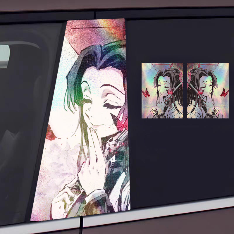 Universal Demon Slayer HD Anime Decals with Rainbow Holographic Effect Car B Pillar Stickers - OMOTOR