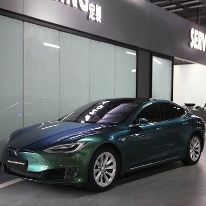 Diamond Chameleon Green Gold Car Wrap