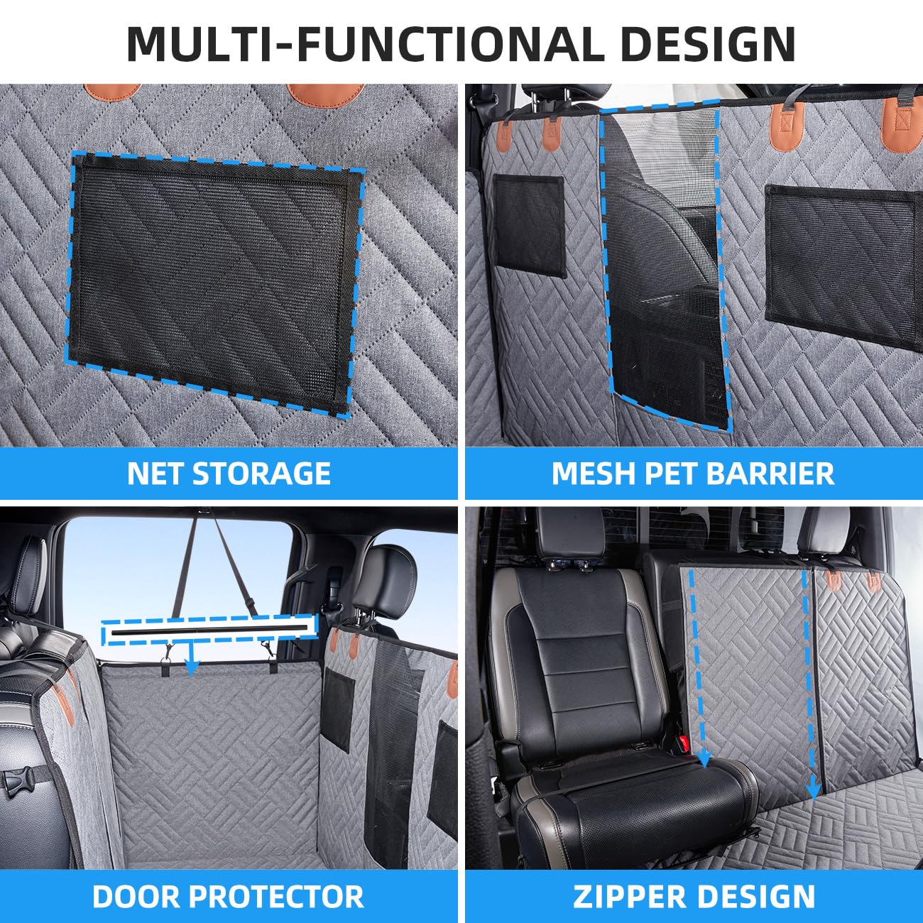 Dog Car Seat Cover for Back Seat,Dog Hammock for Truck,Back Seat Pet Cover,Back Seat Extender for Dogs,for Truck F150 /RAM 1500/Silverado/GMC/Tundra - OMOTOR