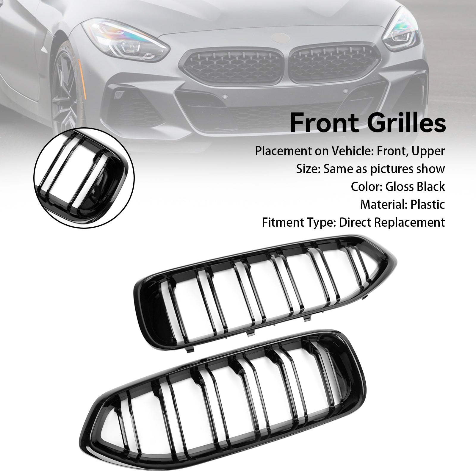 2019-2024 BMW Z4 G29 20i 30i M40i Gloss Black Front Kidney Grille (51138091295)