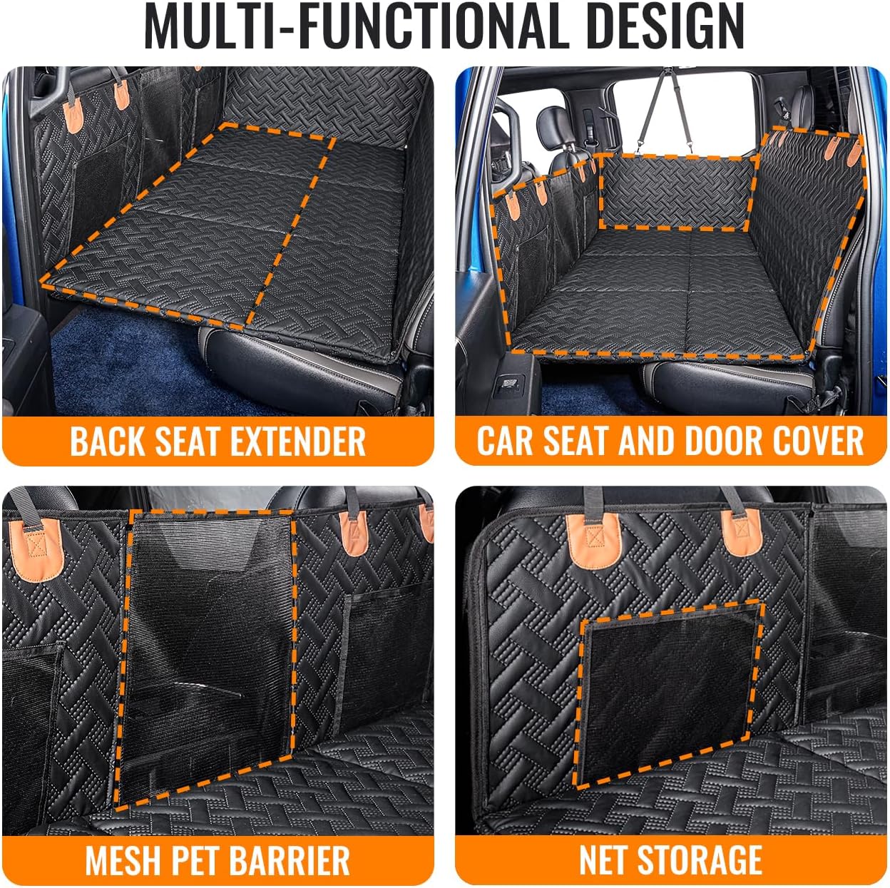 Dog Back Seat Extender for Truck,Truck Dog Seat Cover Back Seat,Dog Hammock for Truck,Hard Bottom Seat Extender for Dogs,Pet Seat Covers for Dogs,Dog Seat Cover for F150/RAM1500/Silverado - OMOTOR