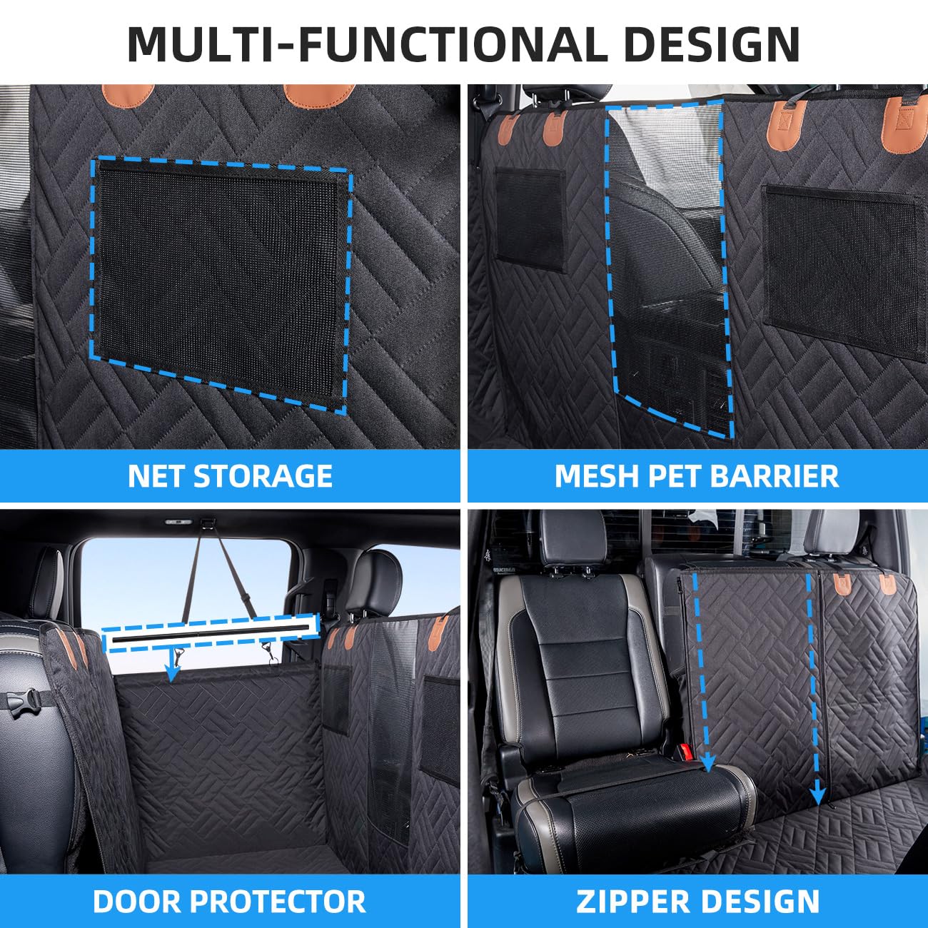 Dog Car Seat Cover for Back Seat,Dog Hammock for Truck,Back Seat Pet Cover,Back Seat Extender for Dogs,for Truck F150 /RAM 1500/Silverado/GMC/Tundra - OMOTOR