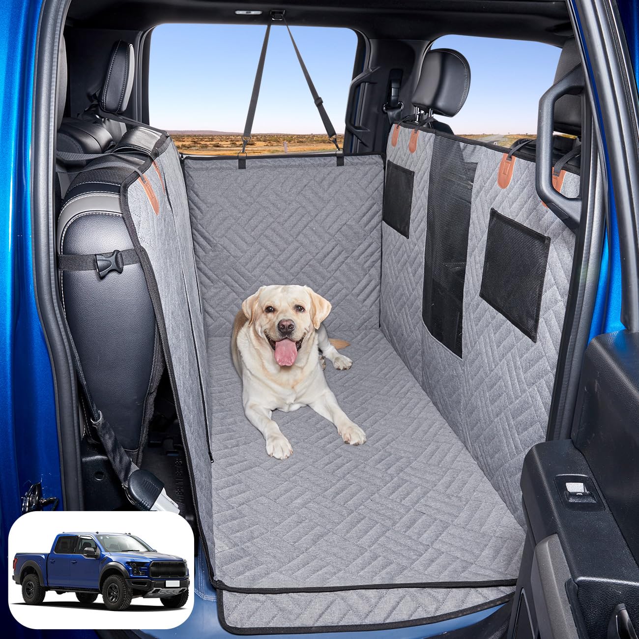 Dog Car Seat Cover for Back Seat,Dog Hammock for Truck,Back Seat Pet Cover,Back Seat Extender for Dogs,for Truck F150 /RAM 1500/Silverado/GMC/Tundra - OMOTOR