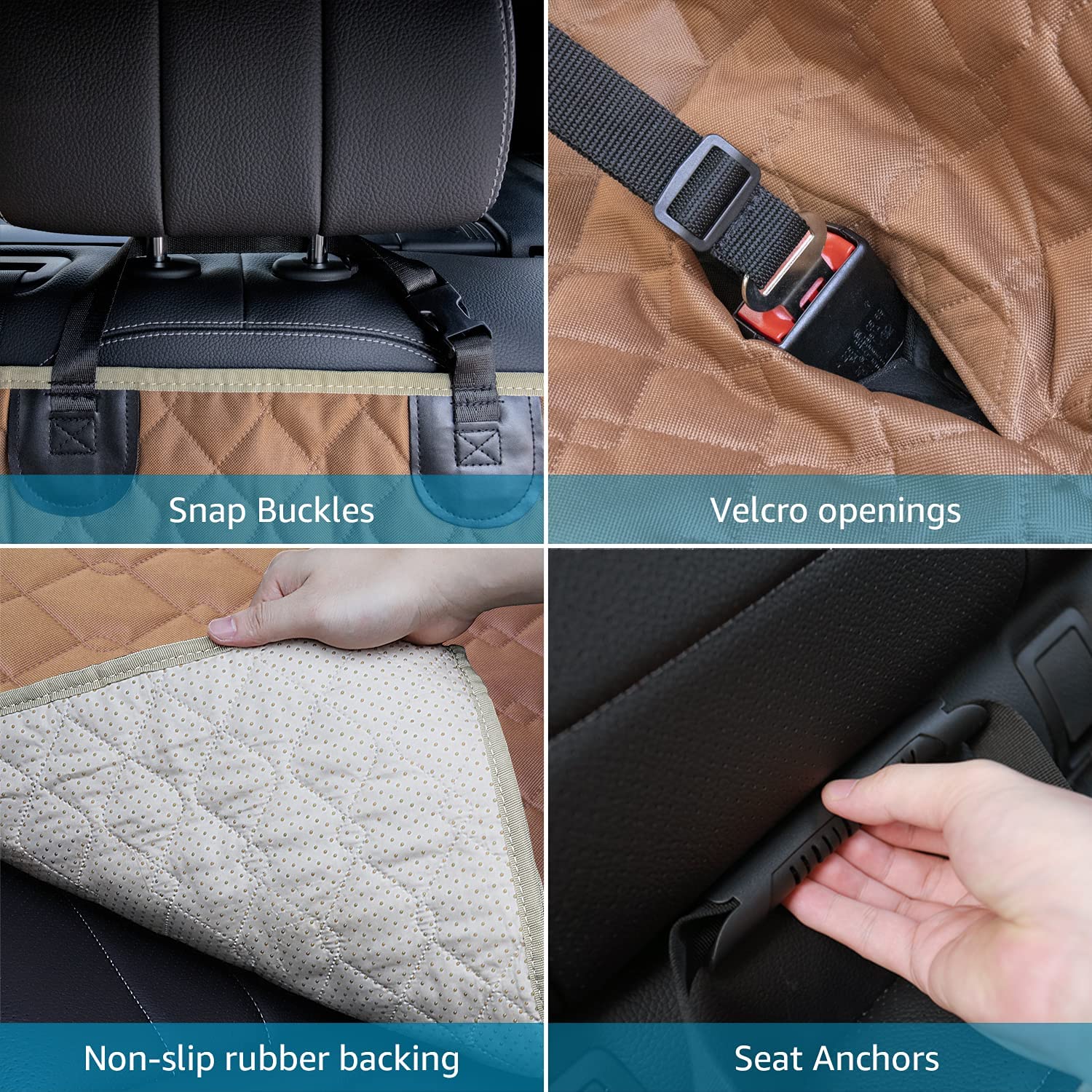 Dog Seat Covers for Trucks, Waterpfoof Dog Hammock for Truck Machine Washable and Non Slip Backseat Dog Cover for Car Compatible with F150 F250 Silverado Sierra Tundra and Crew Cab - OMOTOR