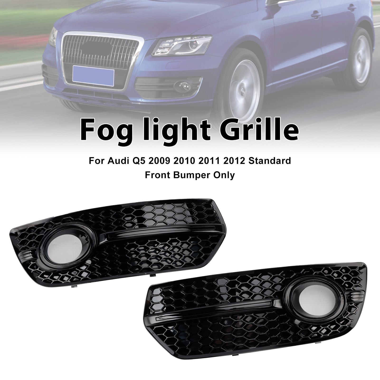 2009-2012 Audi Q5 Front Bumper Fog Light Lamp Cover — Pair