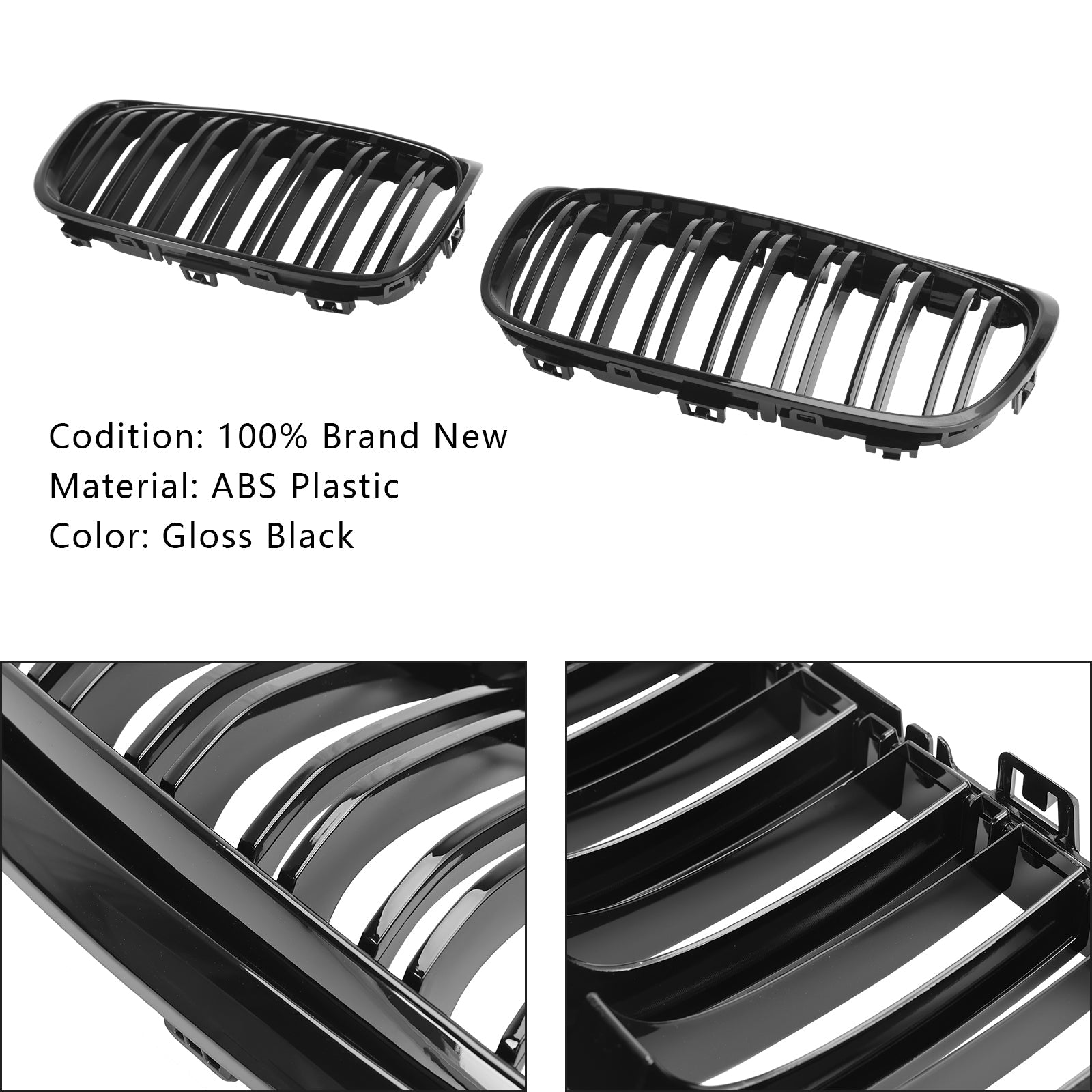 2015-2018 BMW 2 Series F45 F46 Gloss Black Front Kidney Grille