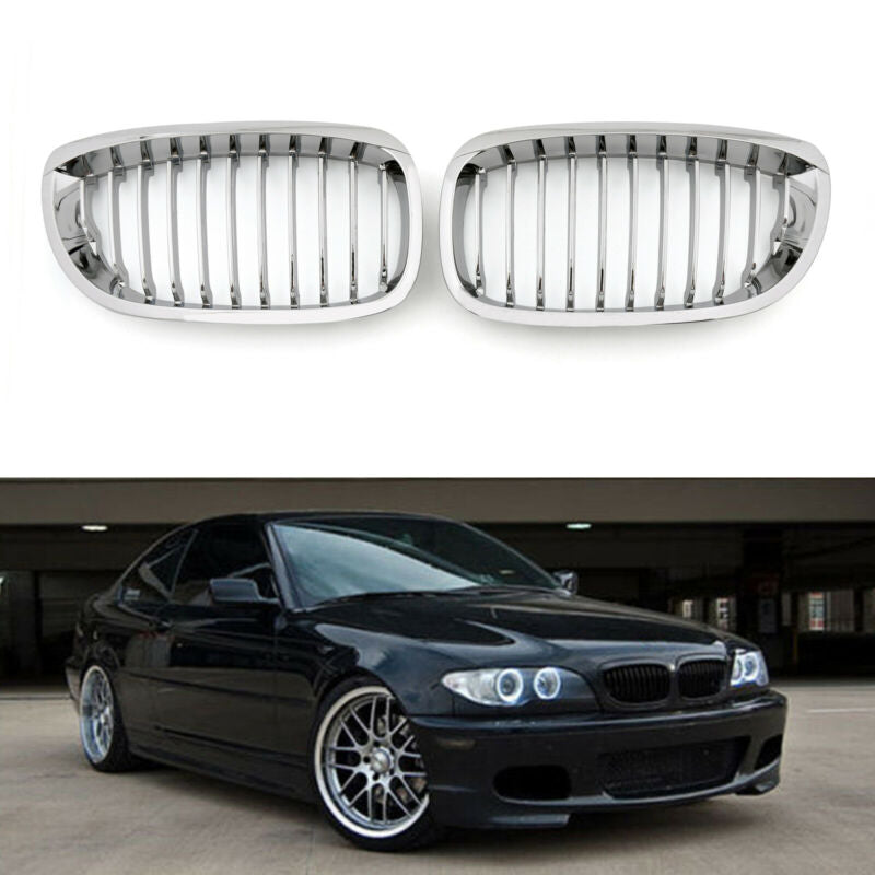 2003-2005 BMW E46 2-Door 3 Series Chrome Mesh Front Kidney Grille
