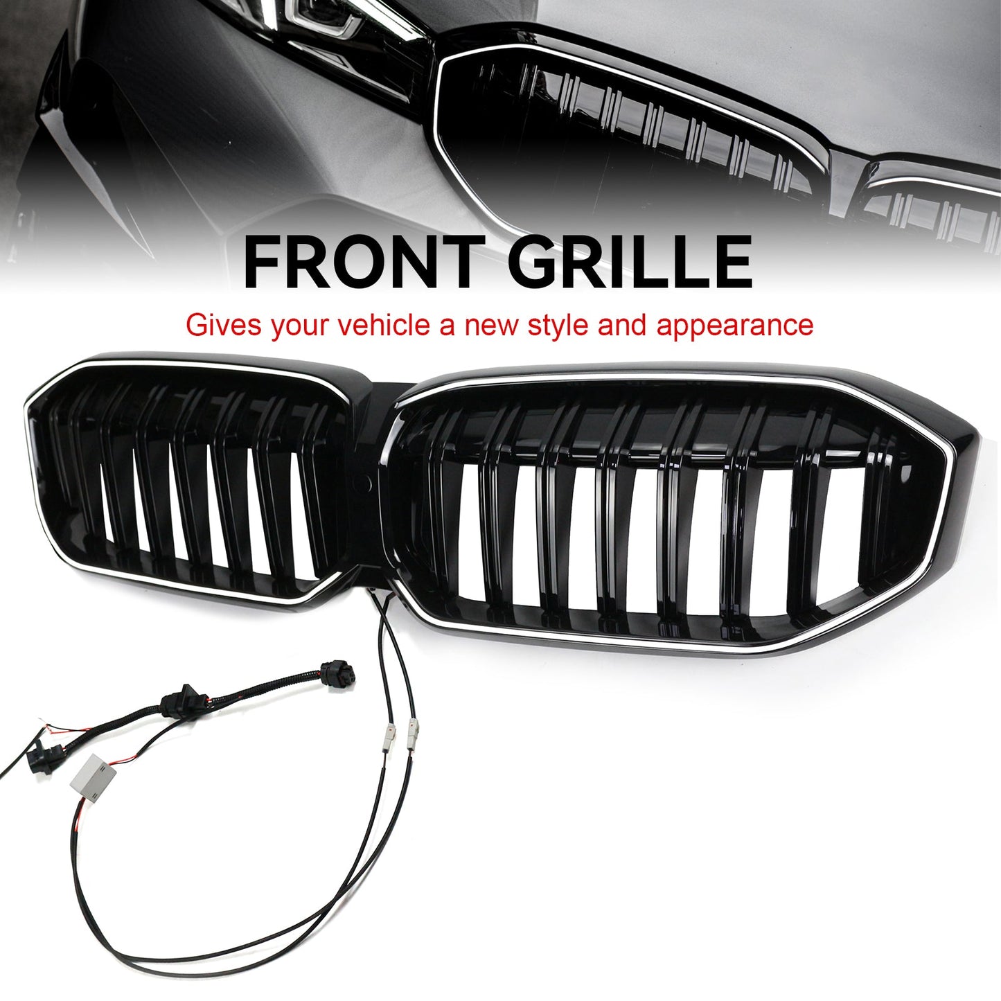 2023-2024 BMW 3 Series G20 G21 G28 Gloss Black Front Kidney Grille Mesh