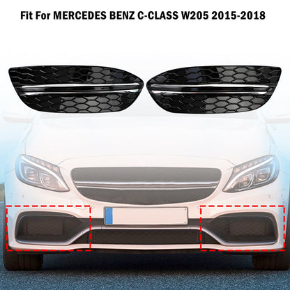 2015-2018 Mercedes-Benz C-Class W205 Honeycomb Front Fog Light Cover (2058850723 / MB1038172)