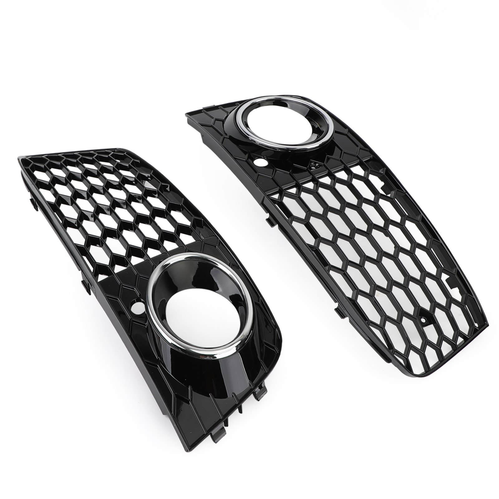 2009-2012 Audi A4 B8 Honeycomb Mesh Fog Light Open Vent Grill Intake — Pair