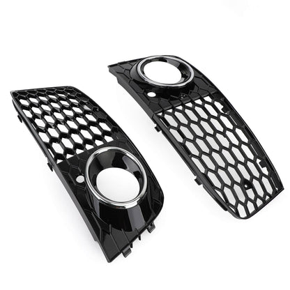 2009-2012 Audi A4 B8 Honeycomb Mesh Fog Light Open Vent Grill Intake — Pair