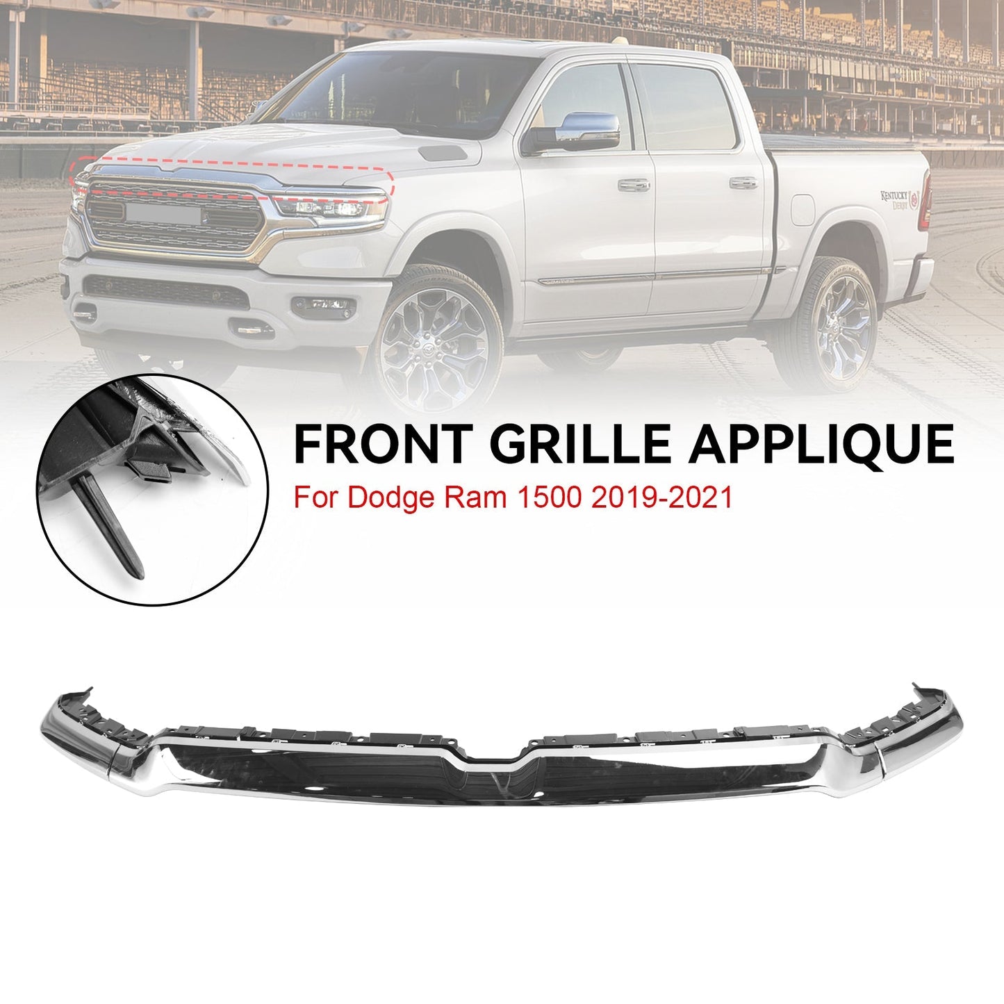 2019-2021 Dodge Ram 1500 Grille Applique Upper Trim (6BT13SZ0AJ / 6BT13SZ0AI)