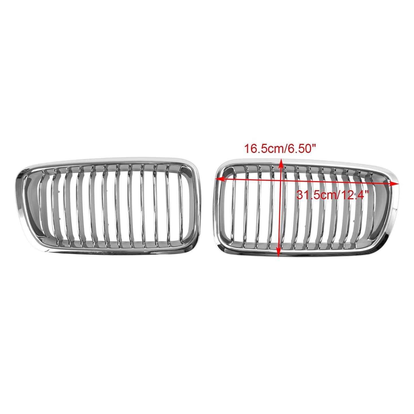 1994-2001 BMW 7 Series E38 Chrome Front Kidney Grille — Pair (51138125811 / 51138125812)