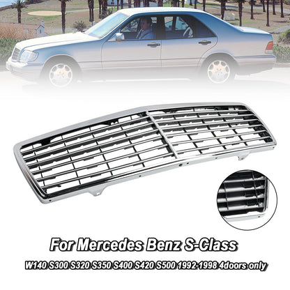 1992-1998 Mercedes-Benz S-Class W140 S300 S320 S350 S400 S420 S500 4-Door Chrome Front Bumper Grille