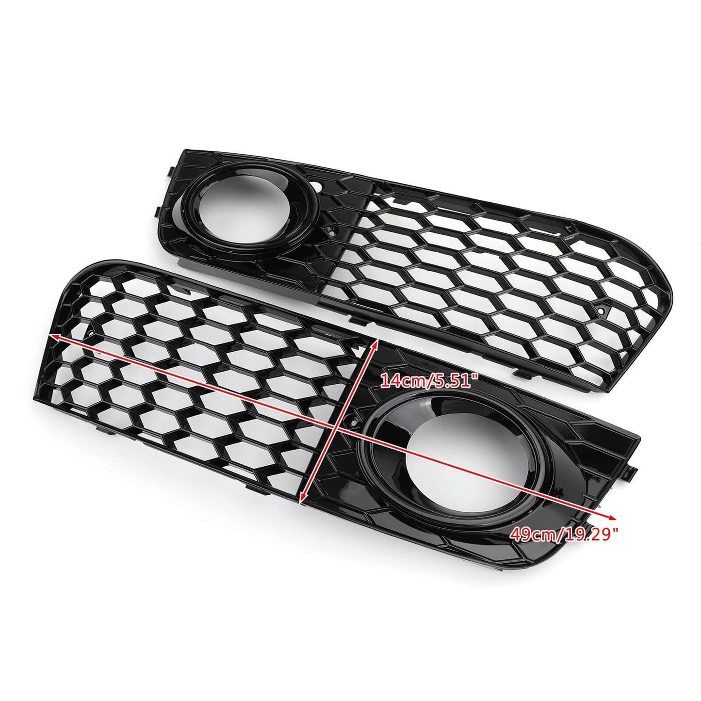 2009-2012 Audi A4 B8 Honeycomb Mesh Fog Light Open Vent Grill — Pair