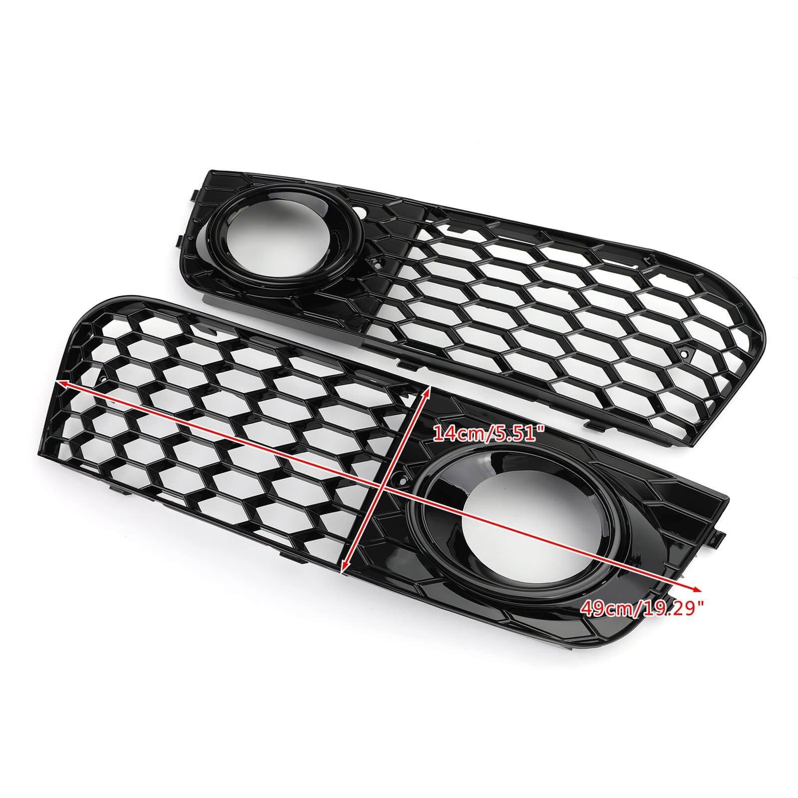 2009-2012 Audi A4 B8 Honeycomb Mesh Fog Light Open Vent Grill — Pair