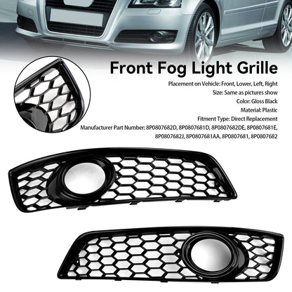 2009-2013 Audi A3 8P Standard Version Honeycomb Front Bumper Fog Light Grill Cover