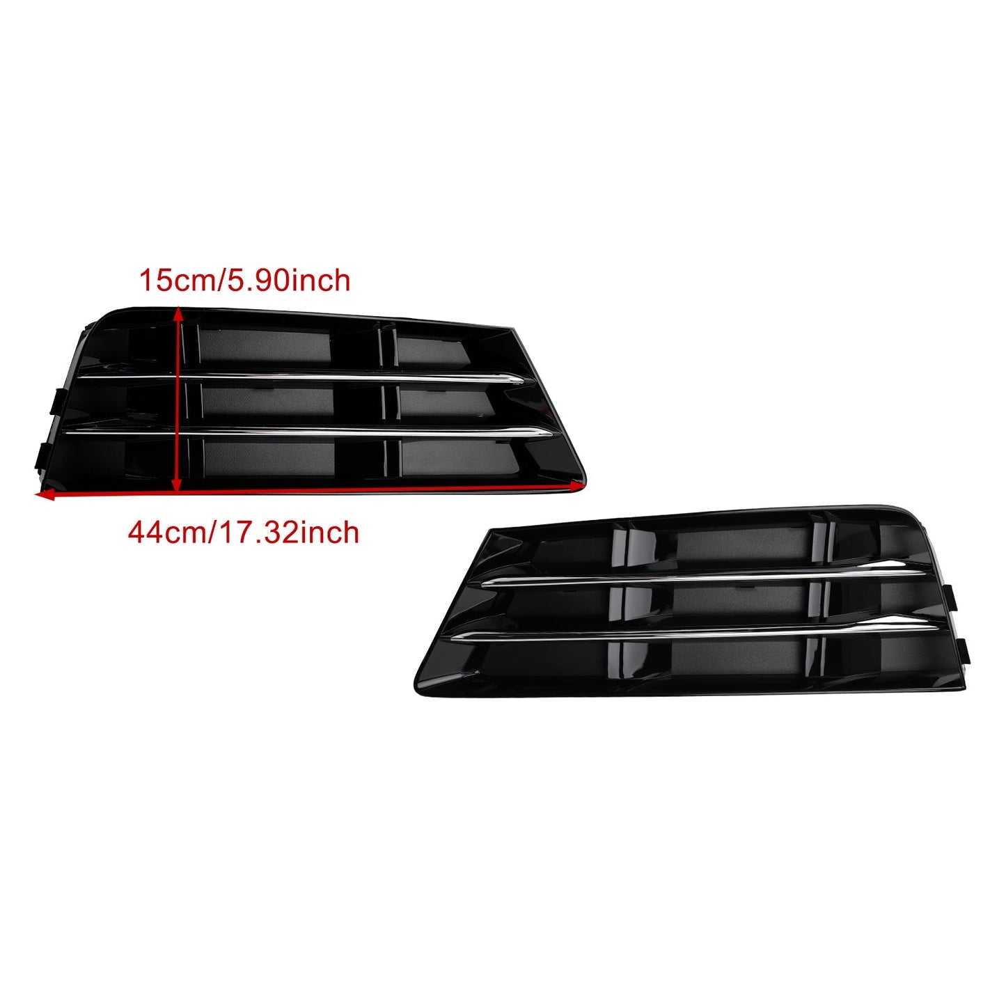 2016-2018 Audi A4 B9 RS4 Style Front Fog Light Grille Lower Bumper Grill — Pair (8W0807681R / 8W0807682R)