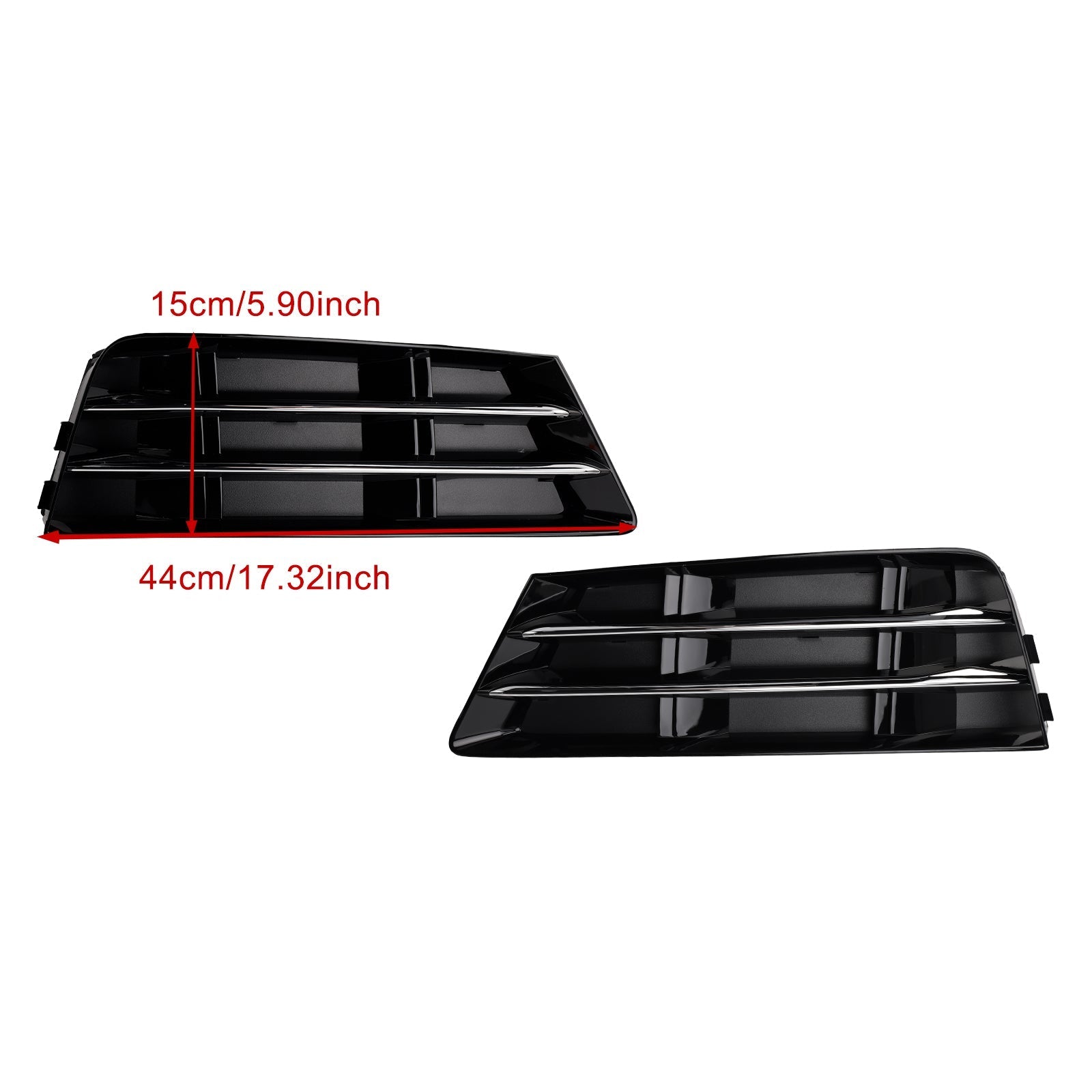 2016-2018 Audi A4 B9 RS4 Style Front Fog Light Grille Lower Bumper Grill — Pair (8W0807681R / 8W0807682R)