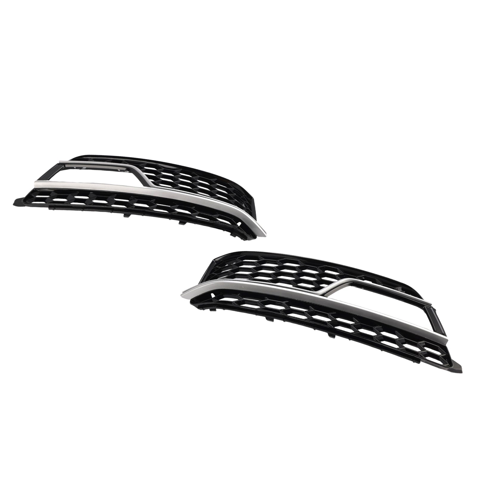2013-2016 Audi A5 S-Line S5 Black Front Fog Lamp Grill Grille — Pair (8T0807681K / 8T0807682K)