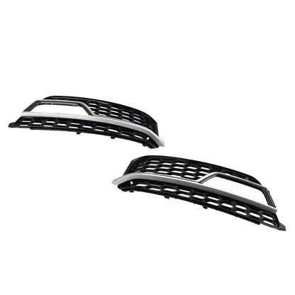 2013-2016 Audi A5 S-Line S5 Black Front Fog Lamp Grill Grille — Pair (8T0807681K / 8T0807682K)
