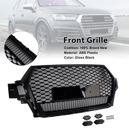 2016-2019 Audi Q7 Gloss Black Front Bumper Radiator Vent Mesh Grille
