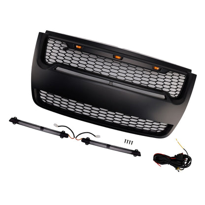Black Front Upper Bumper Grill Grille Fit Ford Explorer 2006-2010 With Light