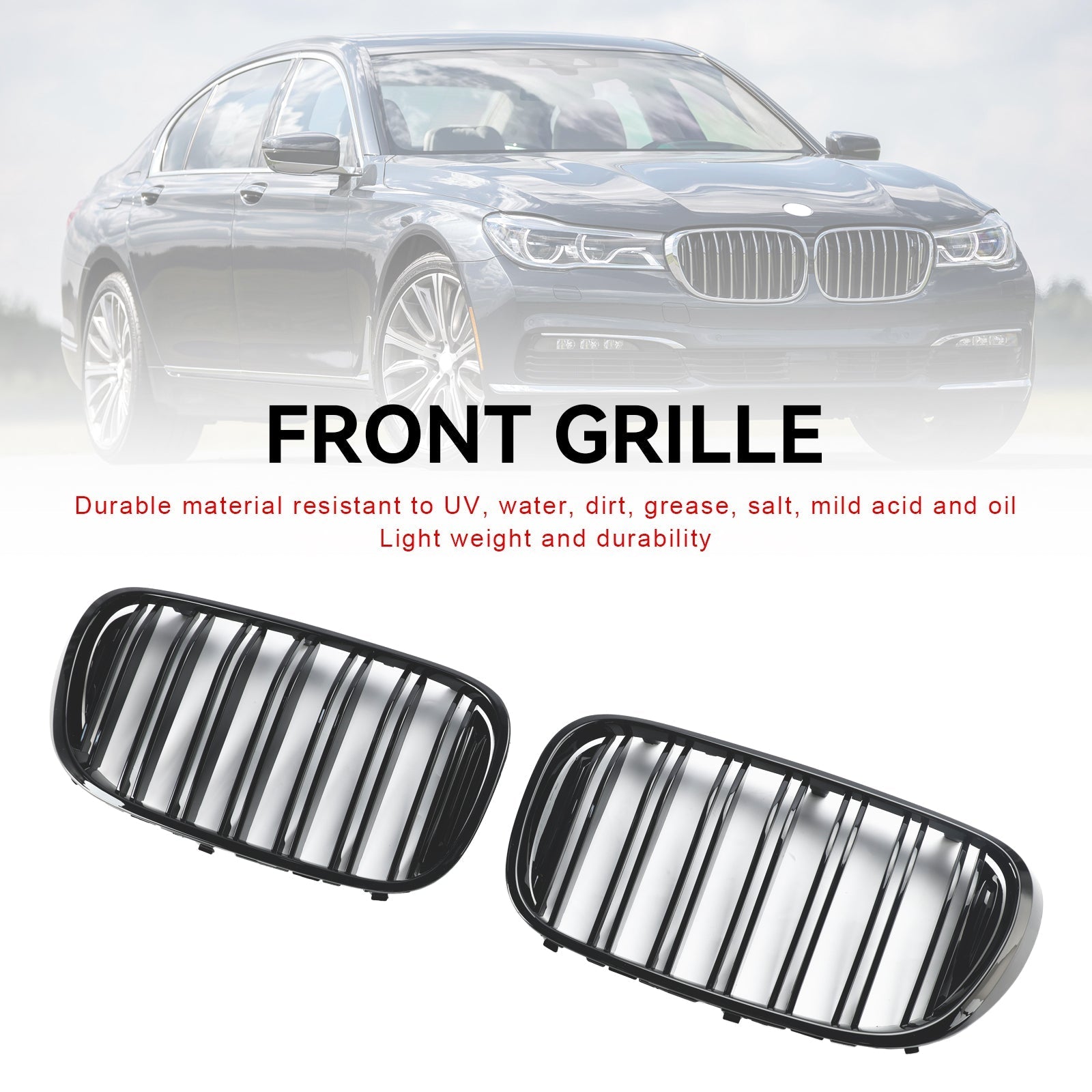 2015-2019 BMW 7 Series G11 Long-Wheelbase Pre-Facelift Black 2-Slat Front Kidney Grille