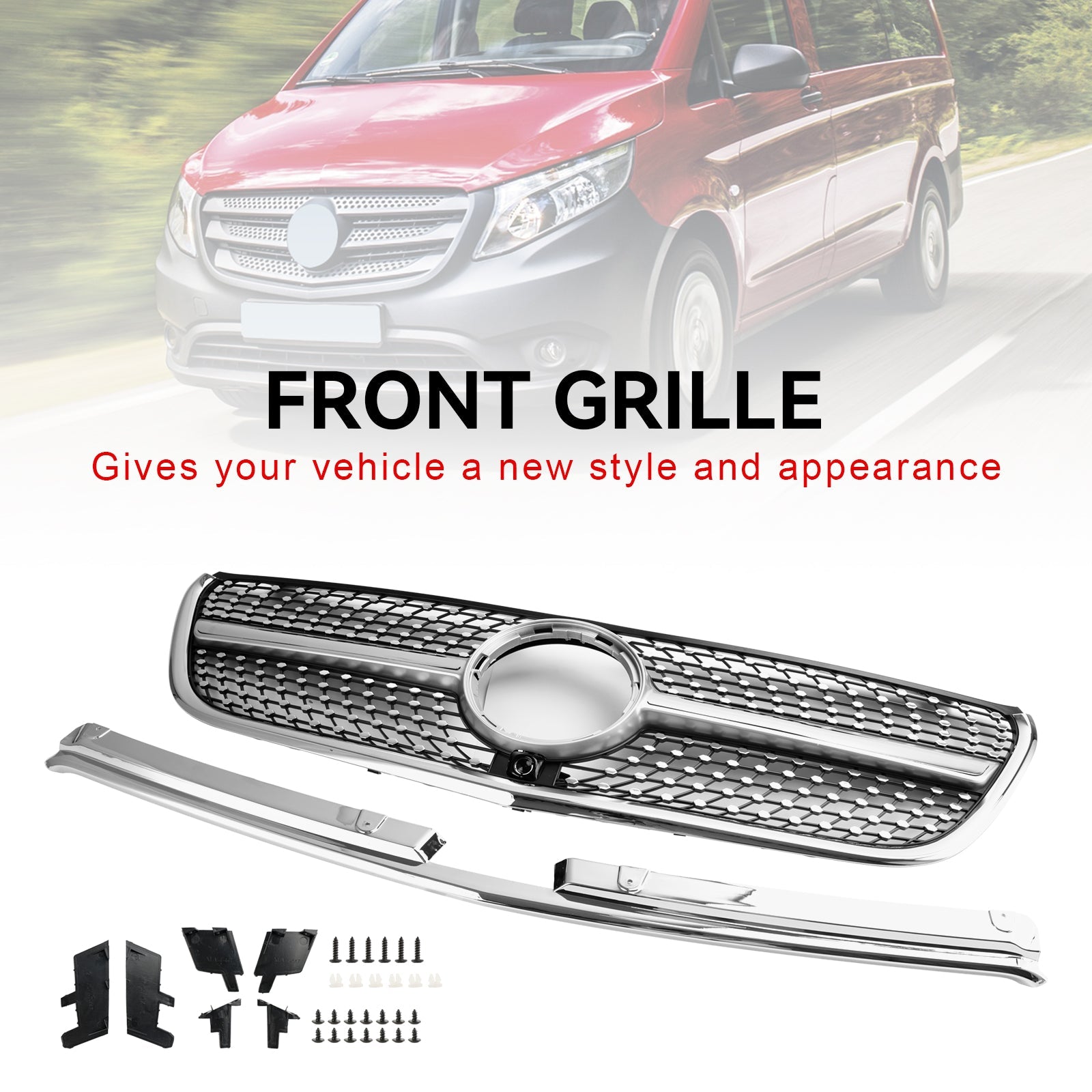2015-2019 Mercedes-Benz Vito W447 GT Style Diamond Front Bumper Grille