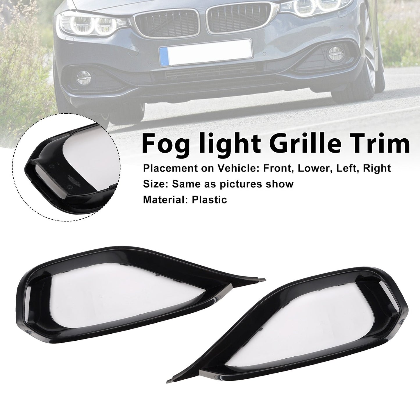 BMW 428i F32 F33 F36 Left & Right Fog Light Bezel Grille Front Bumper Trim