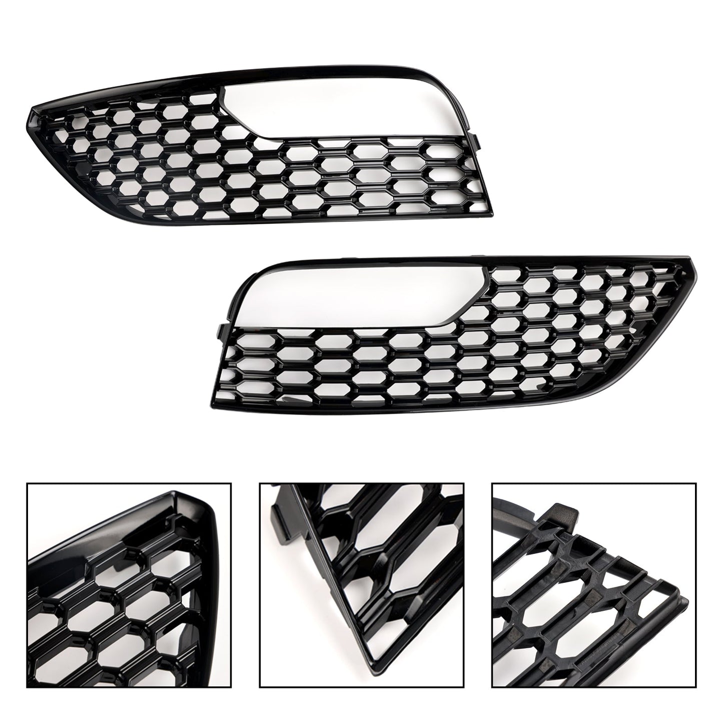 2012-2016 Audi A3 S3 Standard Version Front Bumper Fog Light Surround Cover Grille — Pair (8V3807681 / 8V3807682)