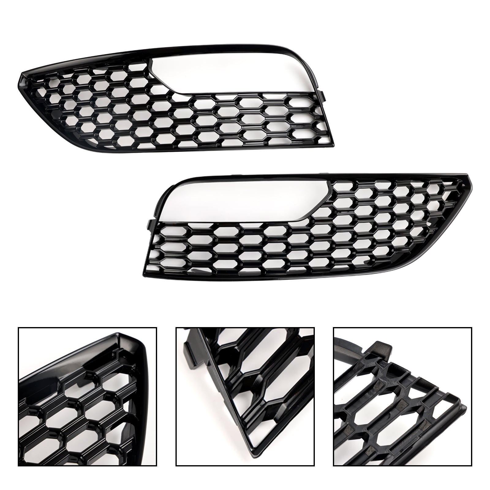 2012-2016 Audi A3 S3 Standard Version Front Bumper Fog Light Surround Cover Grille — Pair (8V3807681 / 8V3807682)
