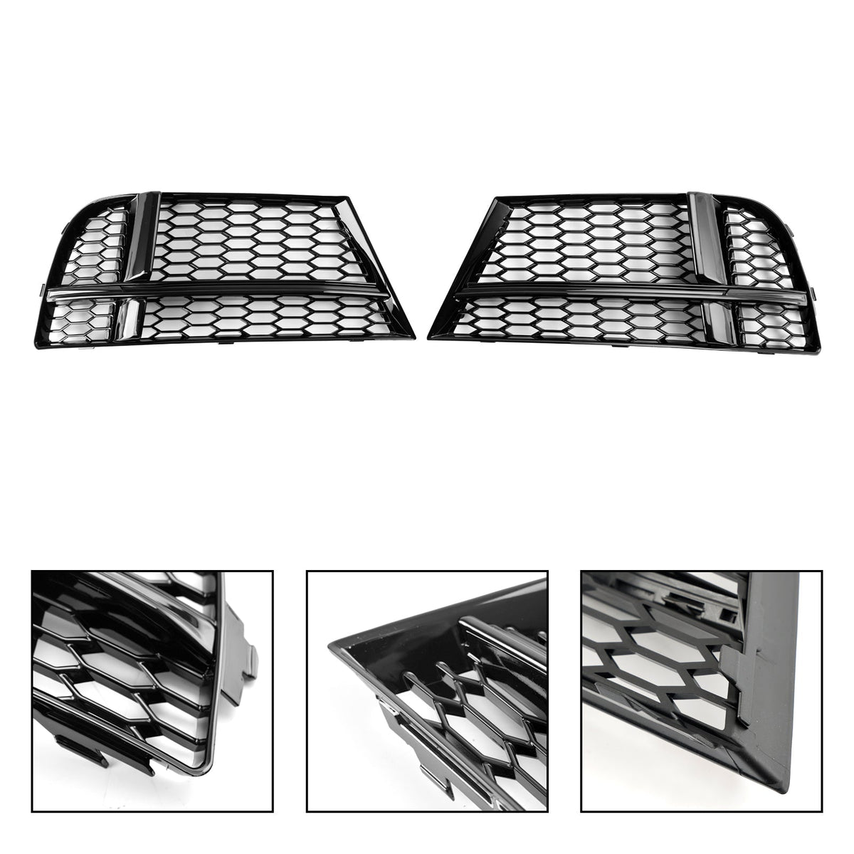 2016-2020 Audi A3 8V S-Line Front Fog Light Cover Bezel Grille — Pair (8V3807681AE / 8V3807682Q)