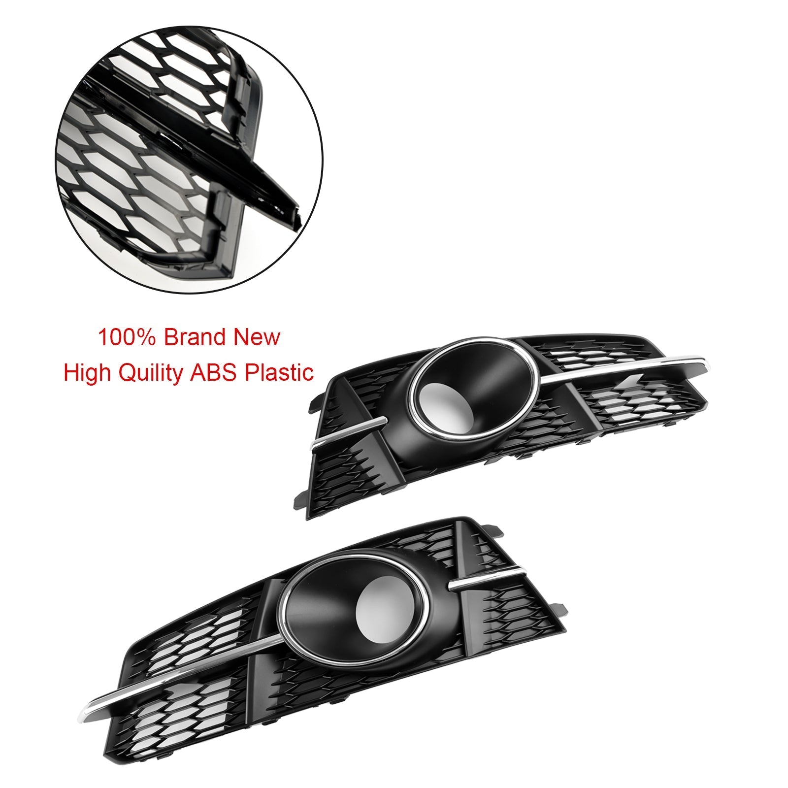 2016-2018 Audi A6 C7 A6L C7PA S-Line Fog Light Front Bumper Lower Grill — Pair (4G0807681AG / 4G0807682AG)