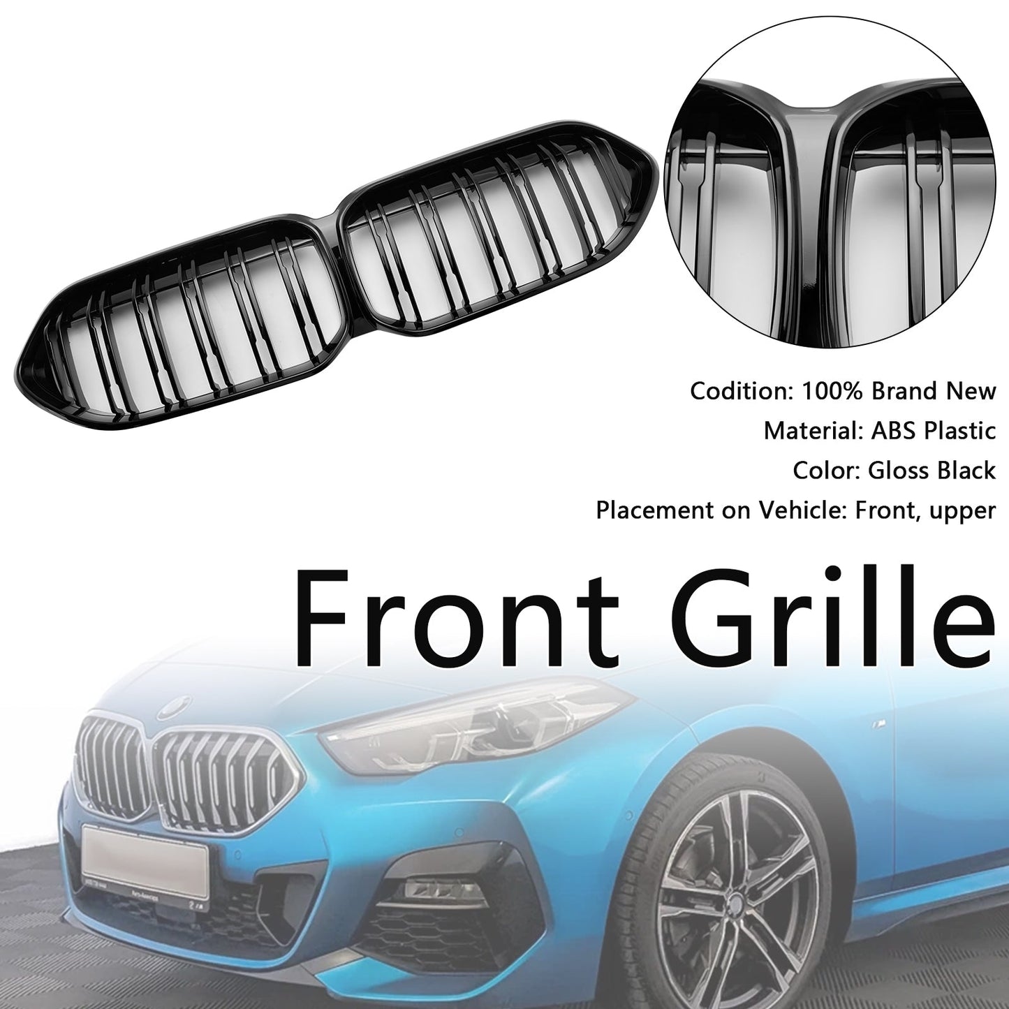 2020-2023 BMW 2 Series F44 Coupe M Gloss Black Front Bumper Kidney Grille (51135A39378)