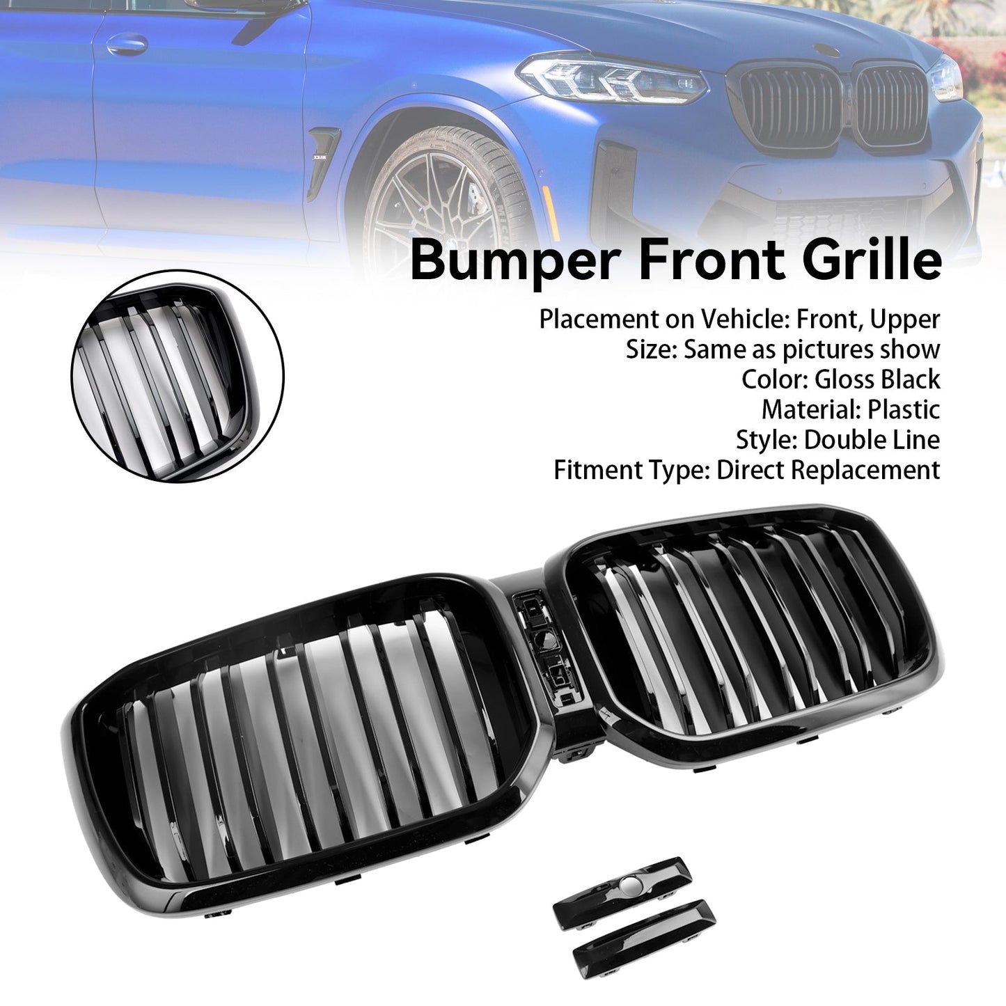 2022-2023 BMW X3 G01 X4 G02 Gloss Black Front Kidney Grille