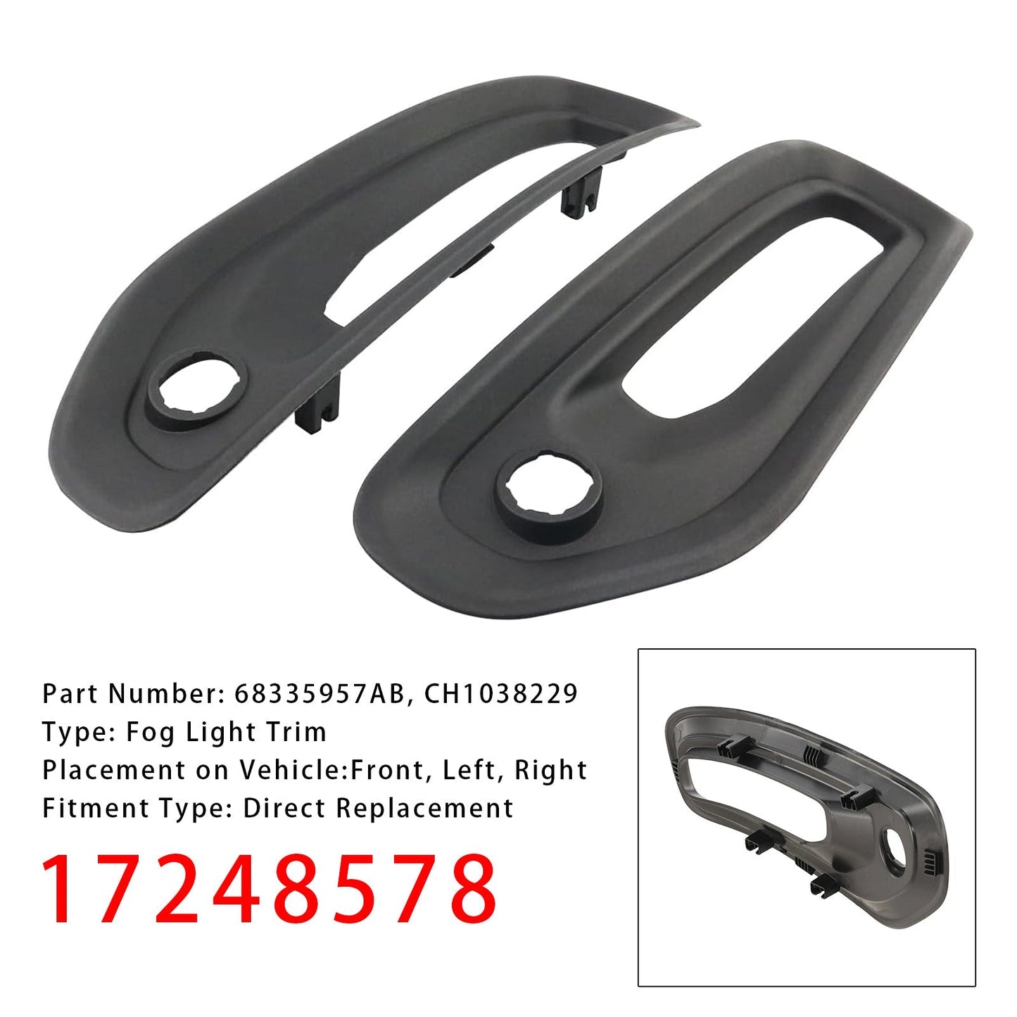 2019-2022 Ram 1500 Rebel Fog Light Trim Driving Lamp Frame — Pair (68335957AB)