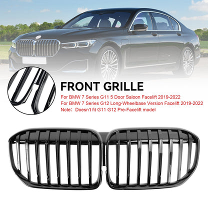 2019-2022 BMW 7 Series G11 5-Door Saloon Facelift Gloss Black Front Kidney Grille