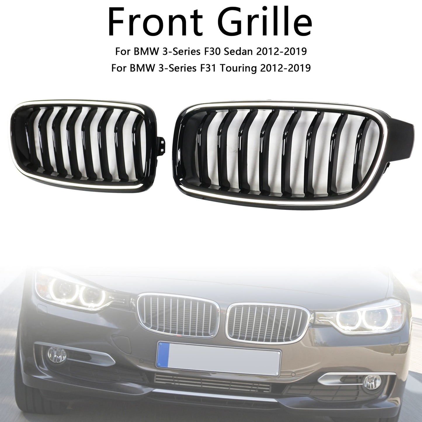 2012-2019 BMW 3 Series F30 F31 F35 Gloss Black Front Kidney Grille (51137263481)