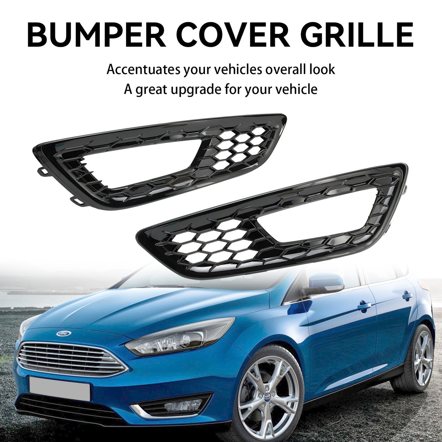 2015-2018 Ford Focus 2PCS Front Bumper Fog Light Lamp Cover Bezel Grille F1EZ15266D F1EZ15266G
